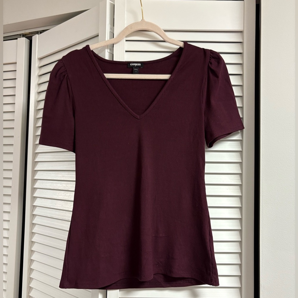 Express Burgundy Short Sleeve Top